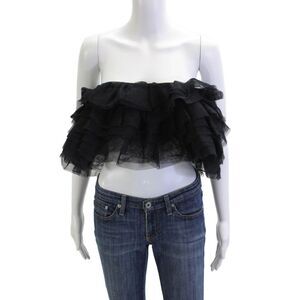 Designer Women Bohemian Cropped Tulle Sleeveless Tie Top Size One Size